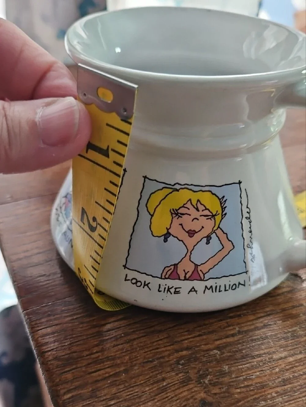 Vintage Cartoon Ceramic Non Spill Coffee Tea Mug Cup